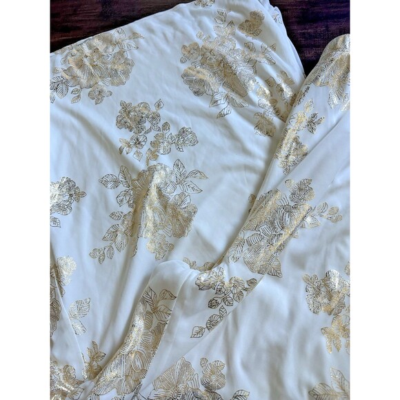 MSK Women's Plus Size Printed Chiffon Pull-On Palazzo Pants Ivory Gold 2X - Picture 6 of 11